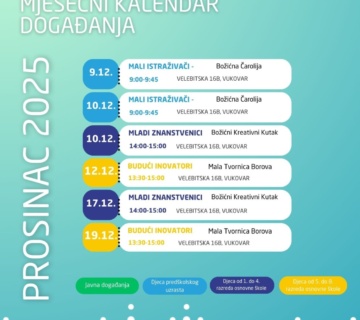 Najava besplatnih STEM radionica i javnih događanja za djecu i učenike u prosincu 2025. godine!