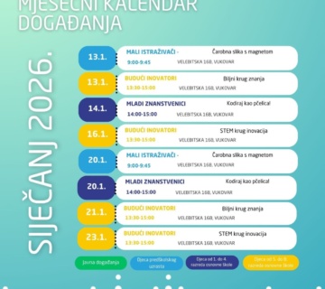Najava besplatnih STEM radionica i javnih događanja za djecu i učenike u siječnju 2026. godine!