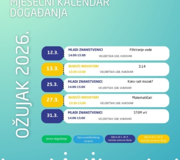 Najava besplatnih STEM radionica i javnih događanja za djecu i učenike u ožujku 2026. godine!