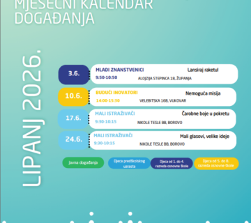 Najava besplatnih STEM radionica i javnih događanja za djecu i učenike u lipnju.
